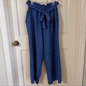 143 Story Paper-Bag Style Waistband w/Belt by Line Up - Blue Jean Color - Size L